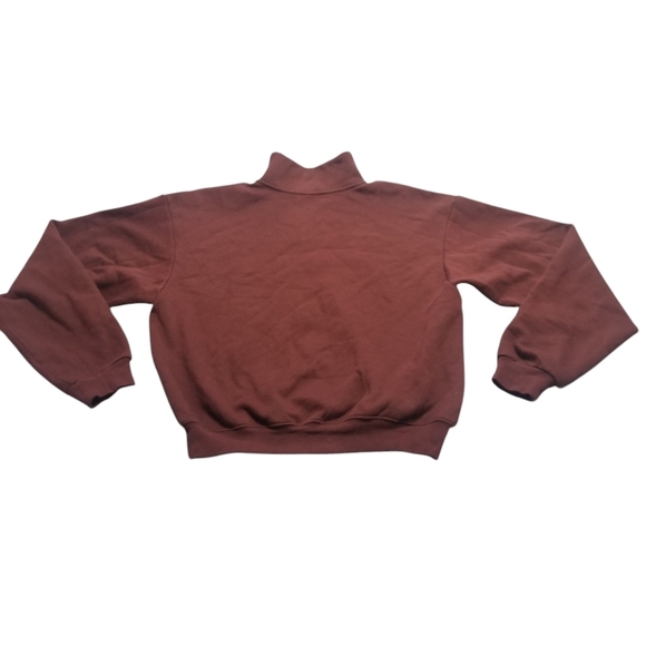 Skims Cotton Fleece Classic Half Zip Pullover Hoodie Oxblood Burgundy Medium NWT - Picture 4 of 6